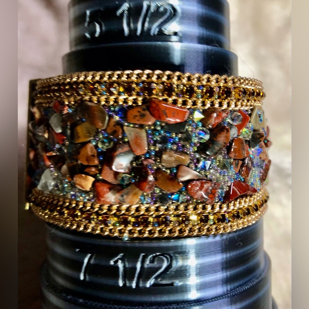 Gorgeous Artisan Gemstone & Leather Bracelet - Picture 3 of 11
